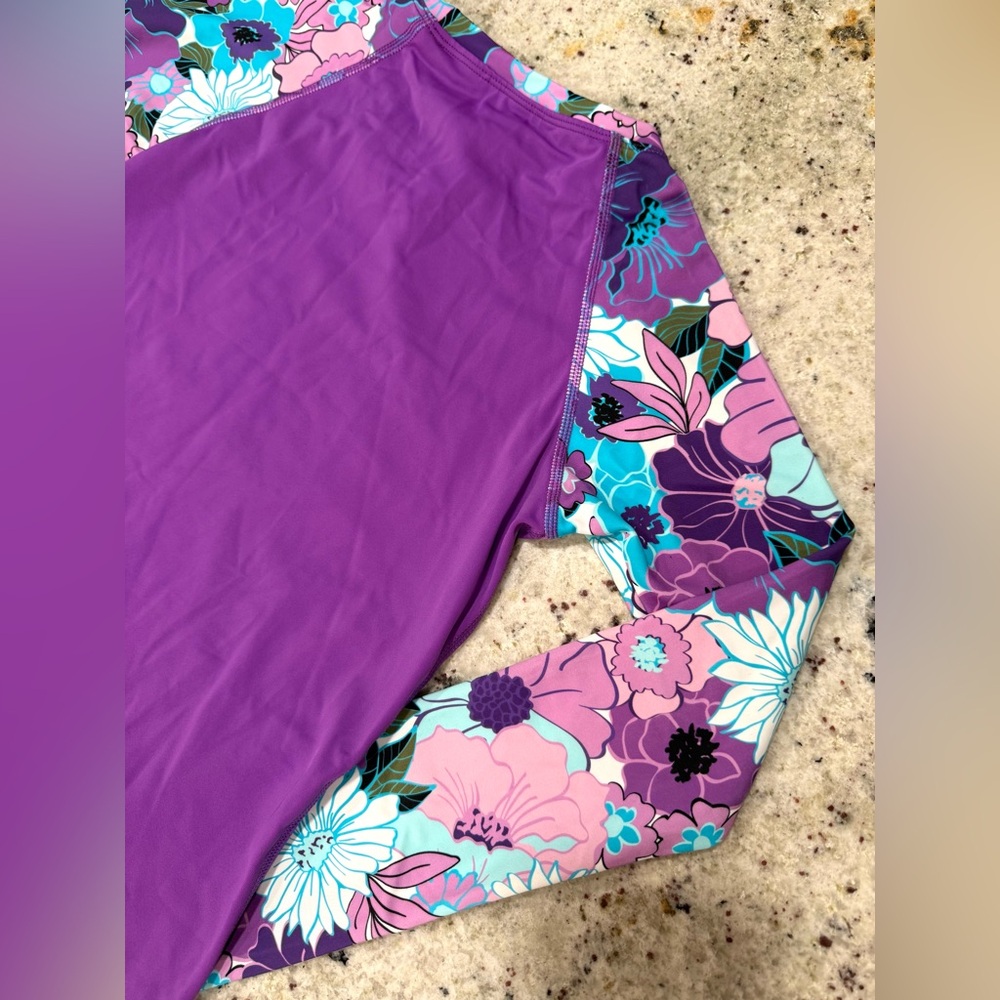 Kanu Surf Kids Floral Rashguard Set - Purple and Blue - Picture 8 of 11